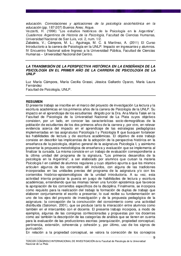 (PDF) La transmisión de la perspectiva histórica en la enseñanza de la ...