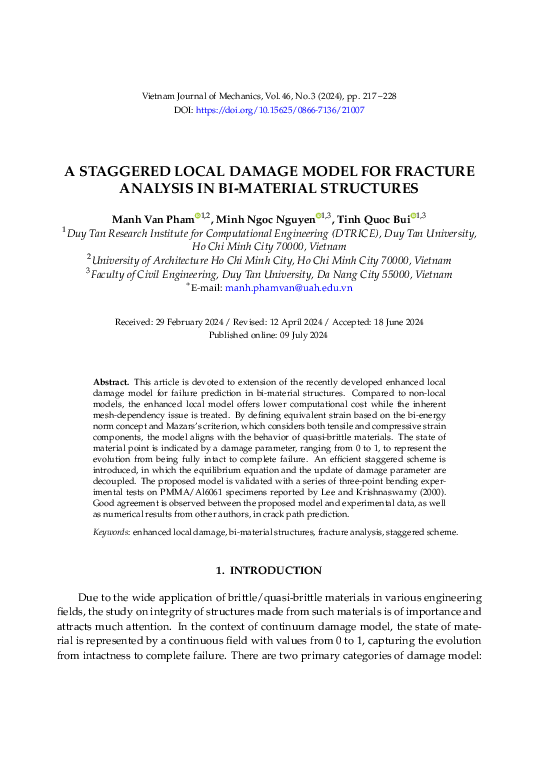 (PDF) A STAGGERED LOCAL DAMAGE MODEL FOR FRACTURE ANALYSIS IN BI ...