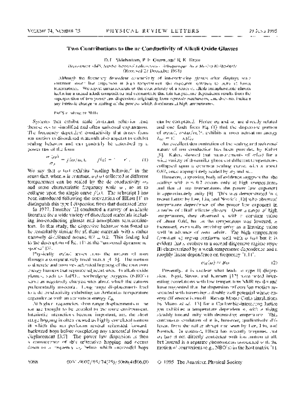 (PDF) Two Contributions to the ac Conductivity of Alkali Oxide Glasses