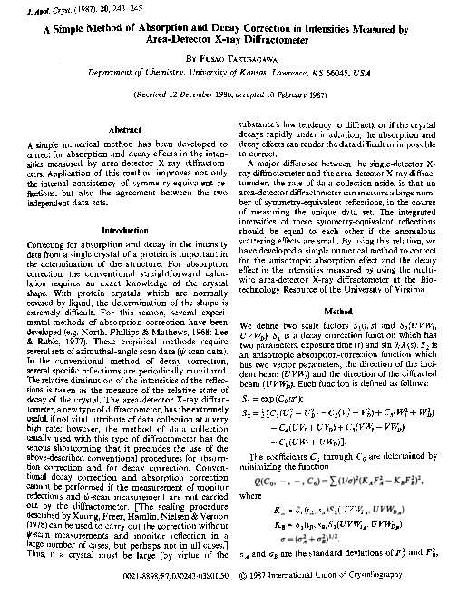 (PDF) A simple method of absorption and decay correction in intensities ...