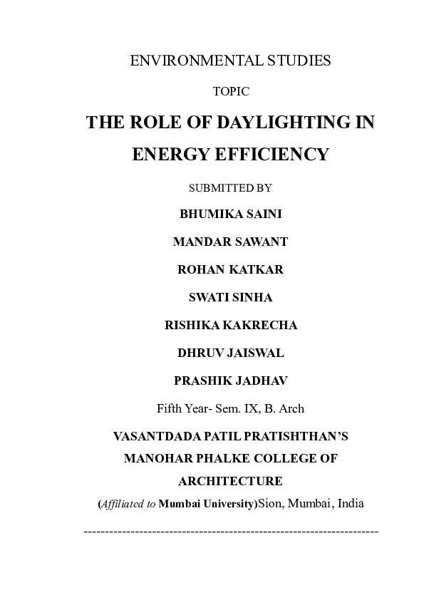 (PDF) THE ROLE OF DAYLIGHTING IN