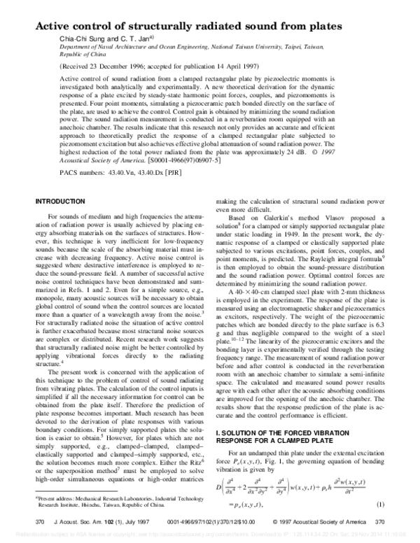 (PDF) Active Control of Structurally Radiated Sound from an Enclosed ...