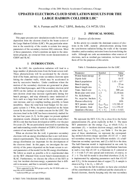 (PDF) Updated electron-cloud simulation results for the Large Hadron ...