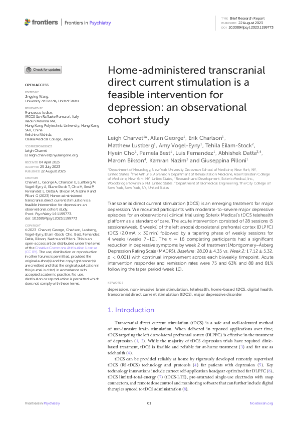 (PDF) Home-administered transcranial direct current stimulation is a ...