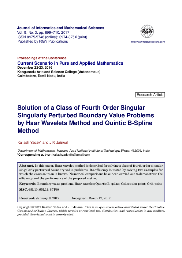 (PDF) Solution of a Class of Fourth Order Singular Singularly Perturbed ...