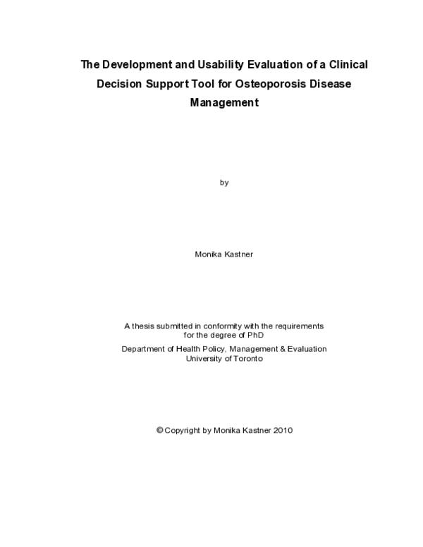 (PDF) The Development and Usability Evaluation of a Clinical Decision ...