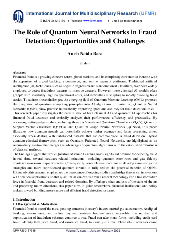 (PDF) The Role of Quantum Neural Networks in Fraud Detection ...