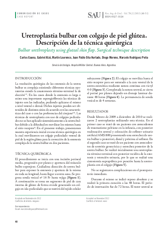 (PDF) Uretroplastia bulbar con colgajo de piel glútea. Descripción de ...