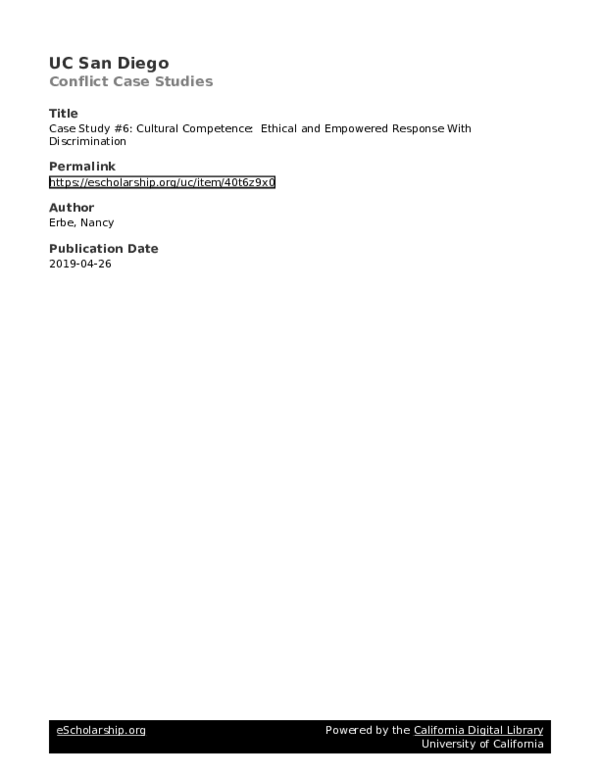 (PDF) Case Study #6: Cultural Competence: Ethical and Empowered ...