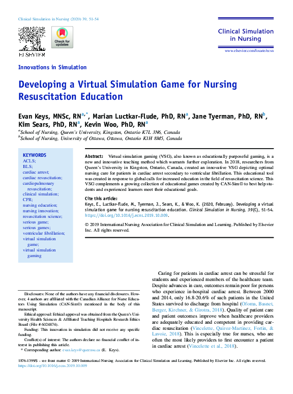 (PDF) Developing a Virtual Simulation Game for Nursing Resuscitation ...
