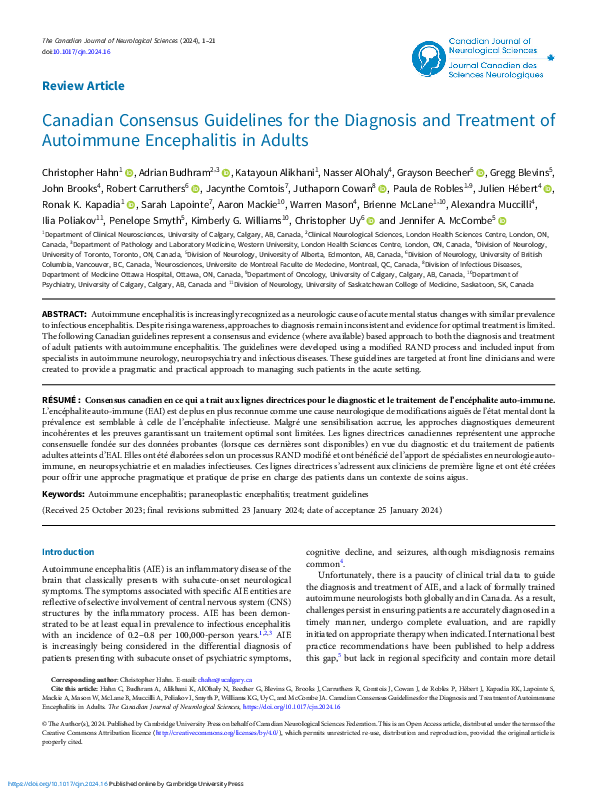 (PDF) Canadian Consensus Guidelines for the Diagnosis and Treatment of ...