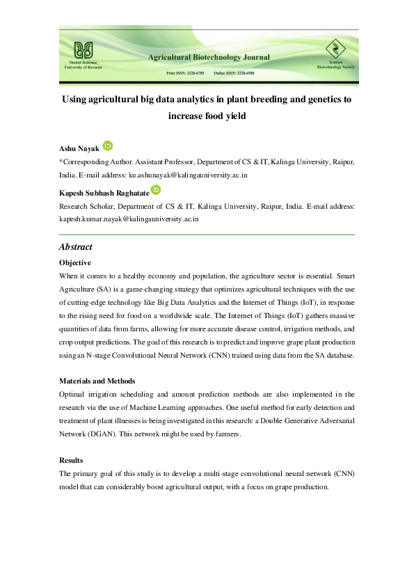 (PDF) Using agricultural big data analytics in plant breeding and ...