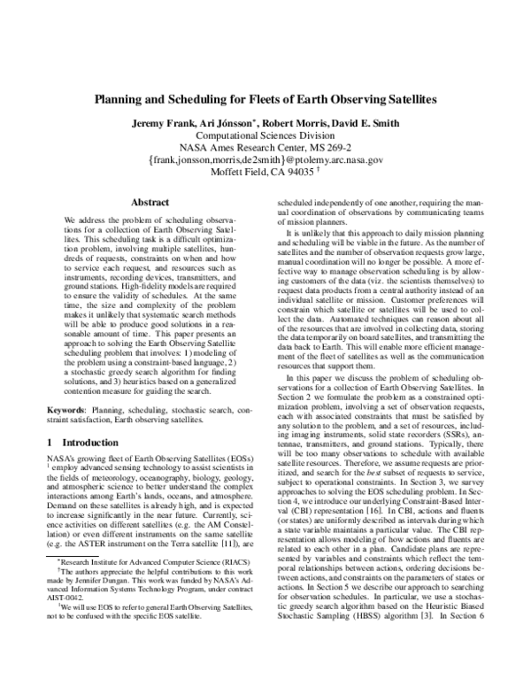 (PDF) Planning and scheduling for fleets of earth observing satellites