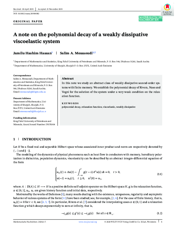A note on the polynomial decay of a weakly dissipative viscoelastic system