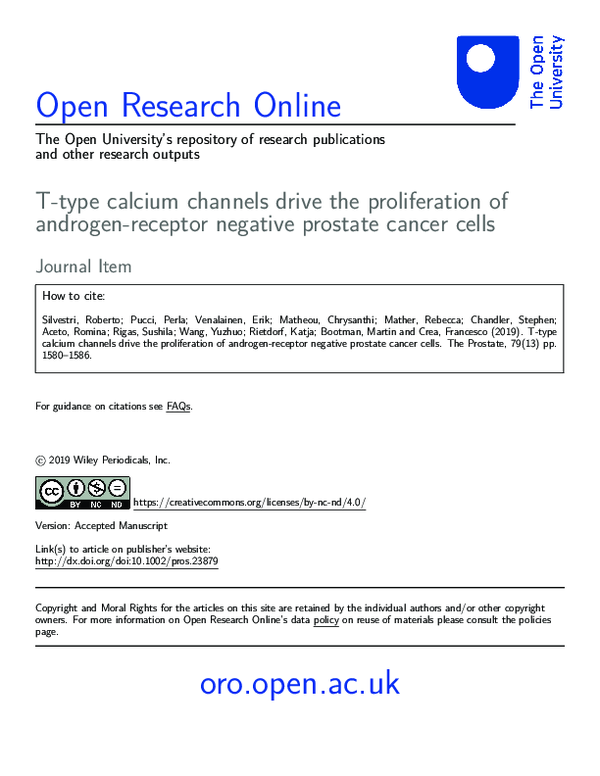 (PDF) T‐type calcium channels drive the proliferation of androgen ...