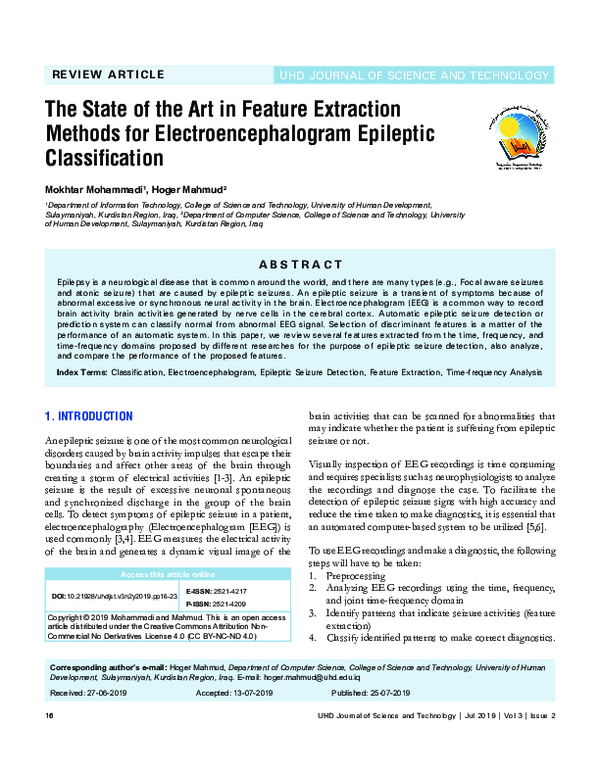(PDF) The State of the Art in Feature Extraction Methods for EEG ...