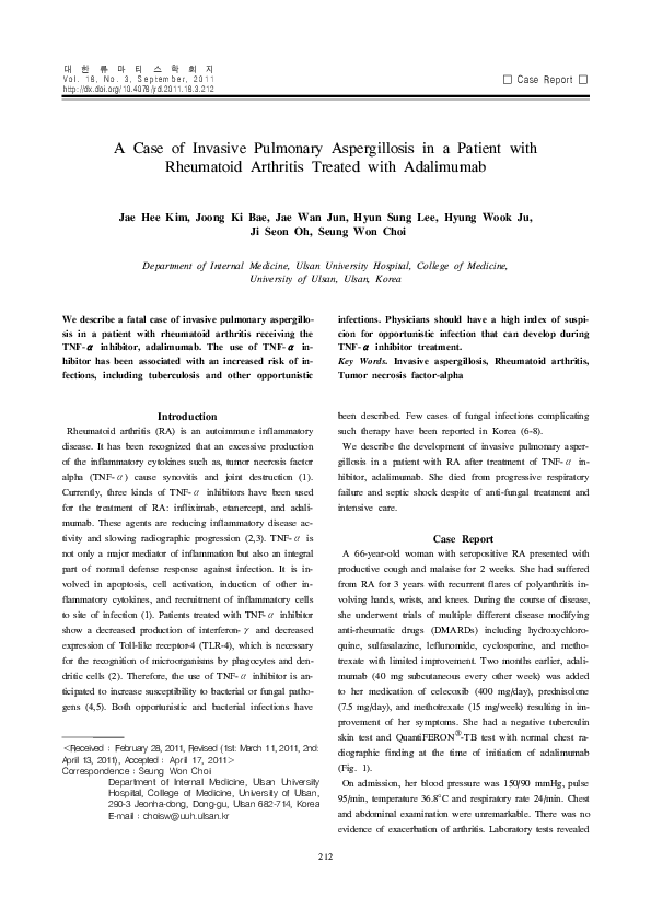 (PDF) A Case of Invasive Pulmonary Aspergillosis in a Patient with ...