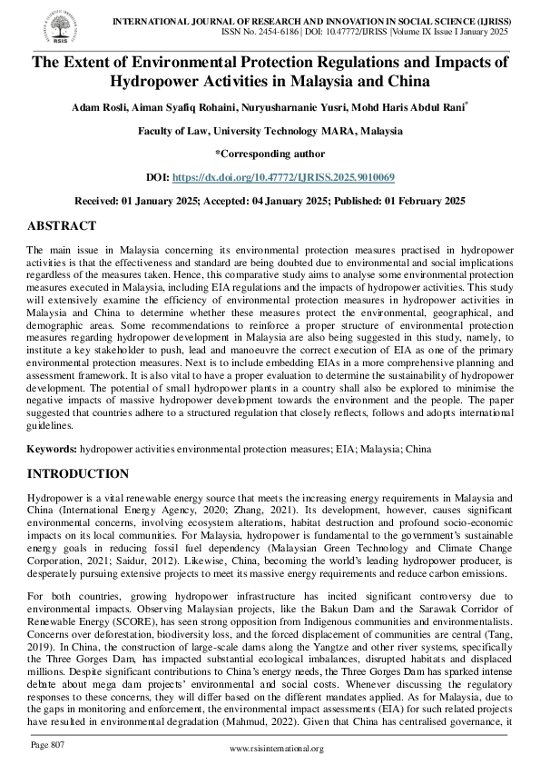 (PDF) The Extent of Environmental Protection Regulations and Impacts of ...
