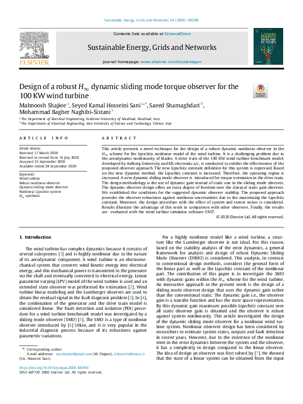 (PDF) Design of a robust H∞ dynamic sliding mode torque observer for ...
