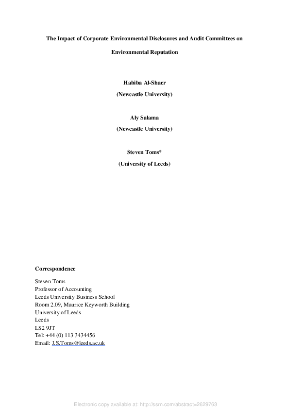 (PDF) The impact of corporate environmental disclosure practices and ...
