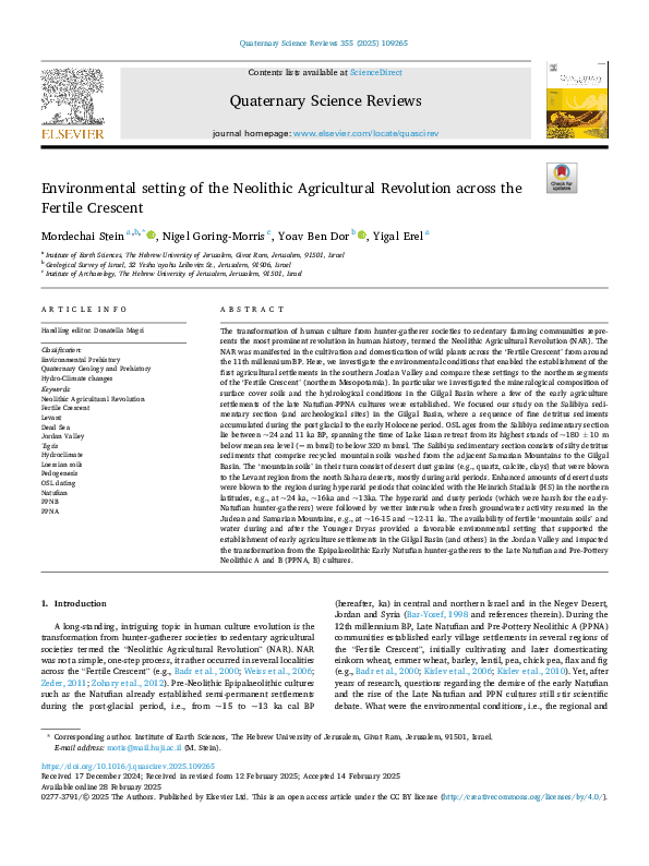 (PDF) Environmental setting of the Neolithic Agricultural Revolution ...