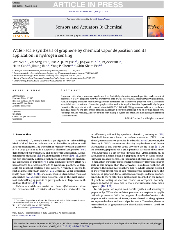 (PDF) Wafer-scale synthesis of graphene by chemical vapor deposition ...