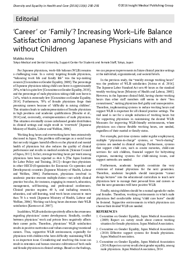 (PDF) Career’ or ‘Family’? Increasing Work–Life Balance Satisfaction ...