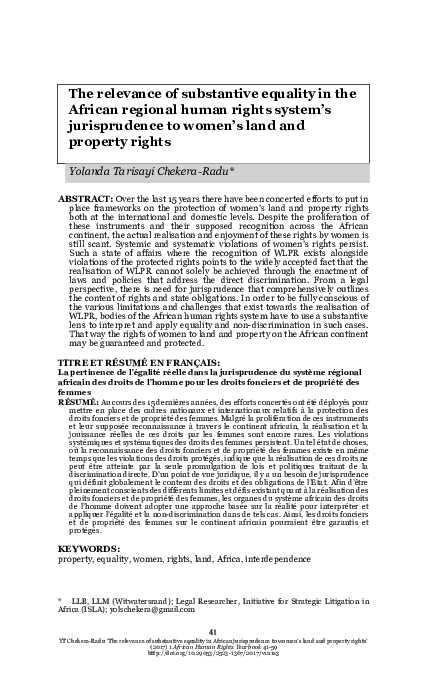 (PDF) The relevance of substantive equality in the African regional ...