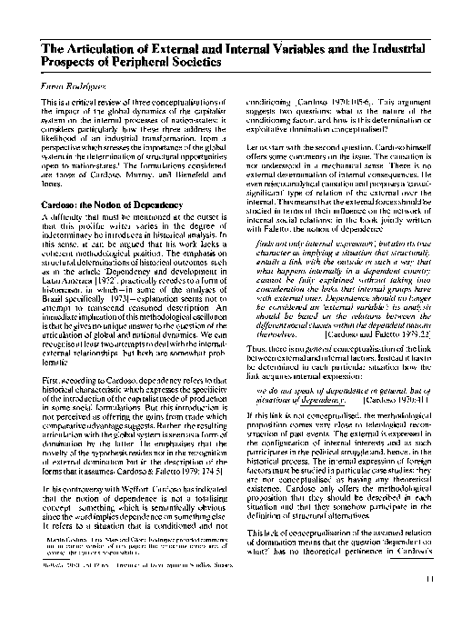 (PDF) The Articulation of External and Internal Variables and the ...