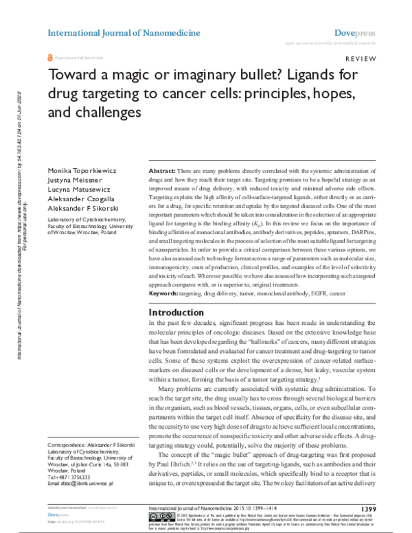 (PDF) Toward a magic or imaginary bullet? Ligands for drug targeting to ...