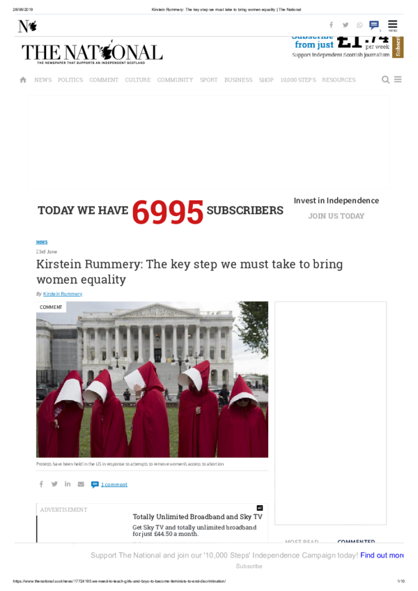 Kirstein Rummery: The key step we must take to bring women equality