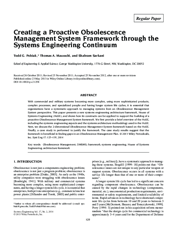 (PDF) Creating a Proactive Obsolescence Management System Framework ...
