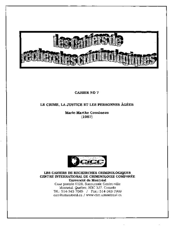 (PDF) Le crime, la justice et les personnes âgées