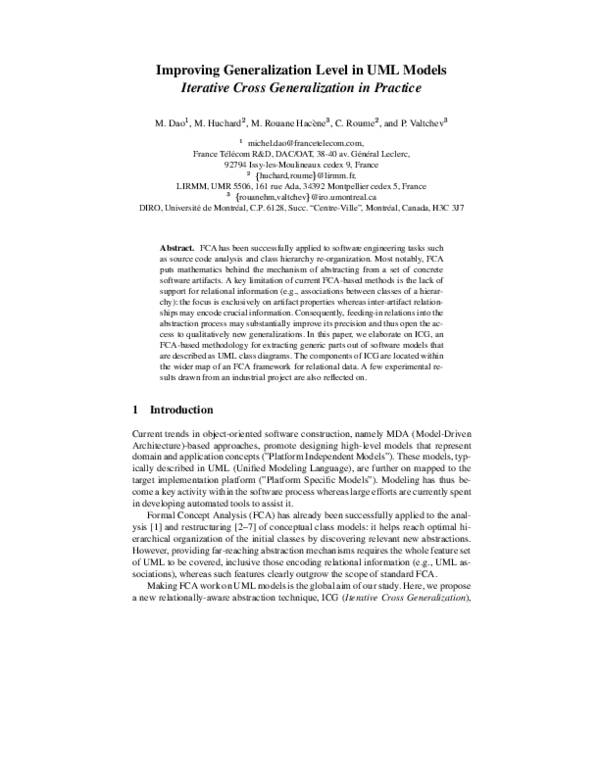 (PDF) Improving Generalization Level in UML Models Iterative Cross ...