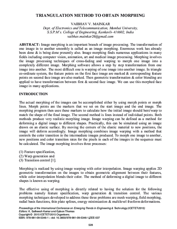 (PDF) Triangulation Method to Obtain Morphing