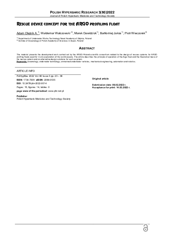 Pdf Rescue Device Concept For The Argo Profiling Float