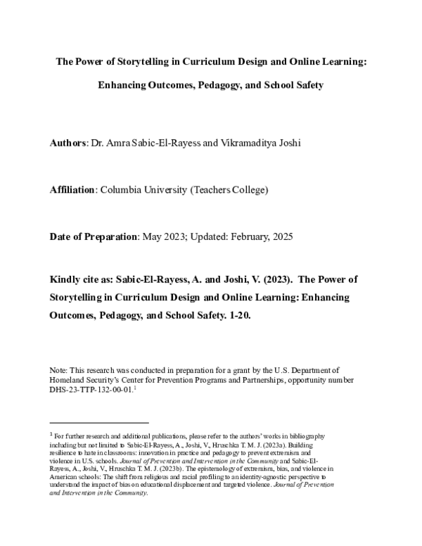 (PDF) The Power of Storytelling in Curriculum Design and Online ...