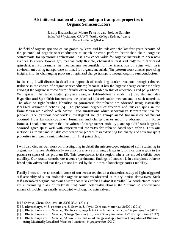(PDF) Ab-initio estimation of charge and spin transport properties in ...