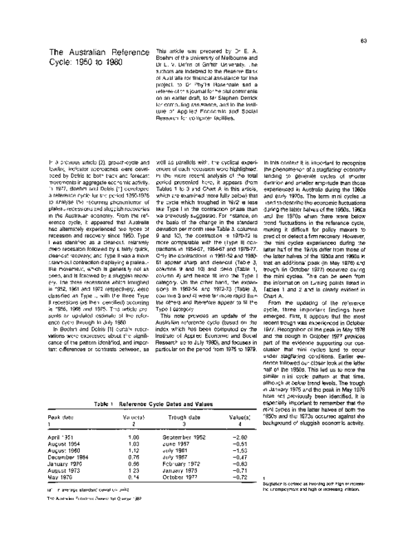 (PDF) The Australian Reference Cycle: 1950 to 1980
