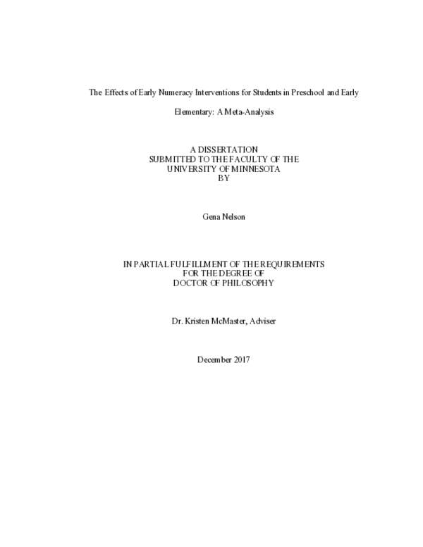 (PDF) The effects of early numeracy interventions for students in ...