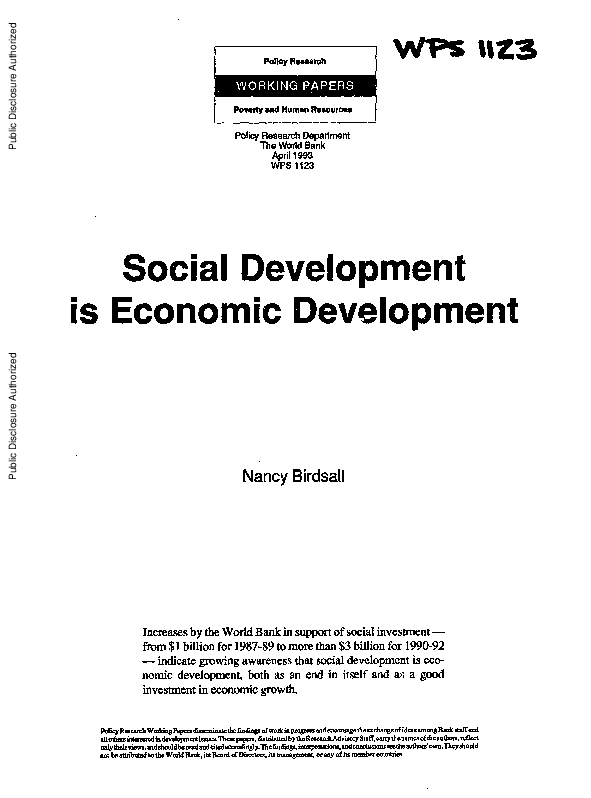 (PDF) Social development is economic development