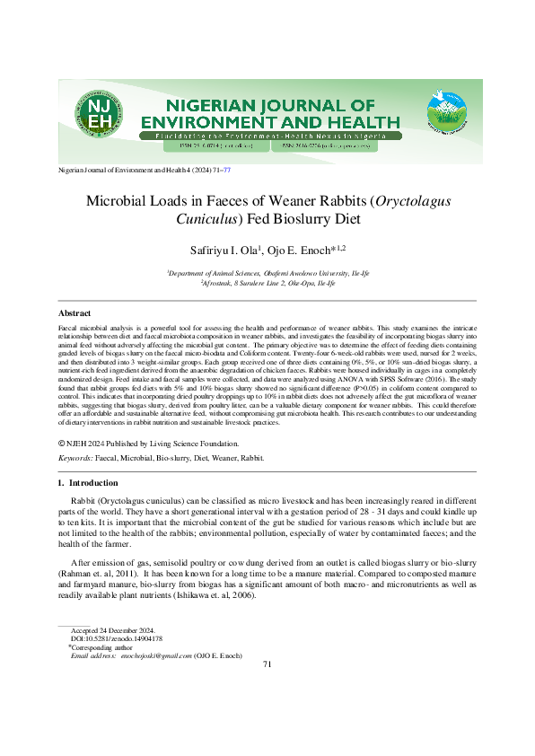 (PDF) Microbial Loads in Faeces of Weaner Rabbits (Oryctolagus ...
