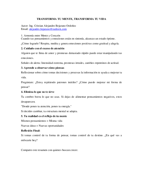 (PDF) TRANSFORMA TU MENTE TRANSFORMA TU VIDA