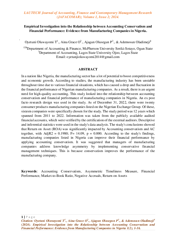 (PDF) Empirical Investigation into the Relationship between Accounting ...
