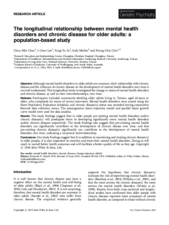 (PDF) The longitudinal relationship between mental health disorders and ...