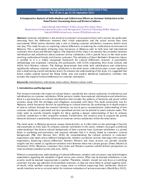(PDF) A Comparative Analysis of Individualism and Collectivism Effects ...