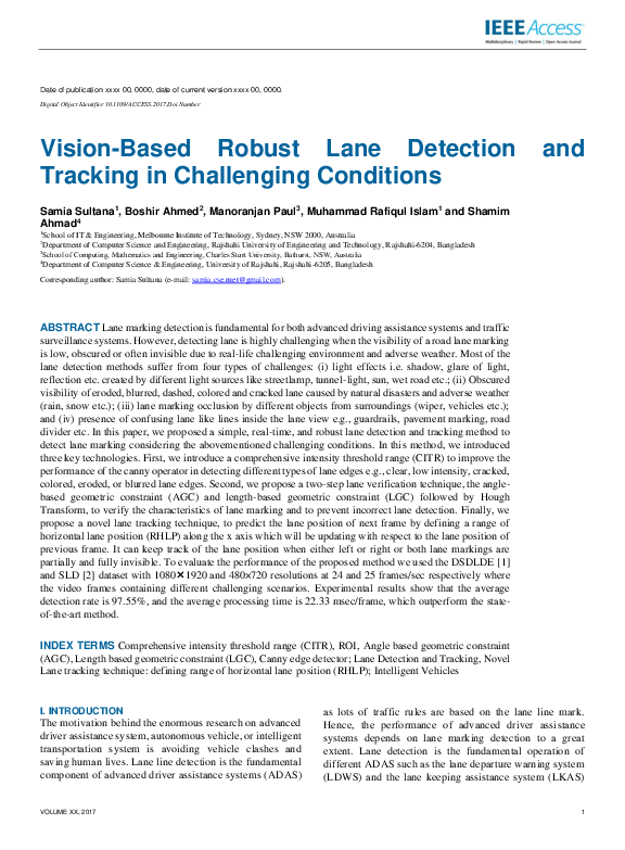 (PDF) Vision-Based Robust Lane Detection and Tracking under Different ...