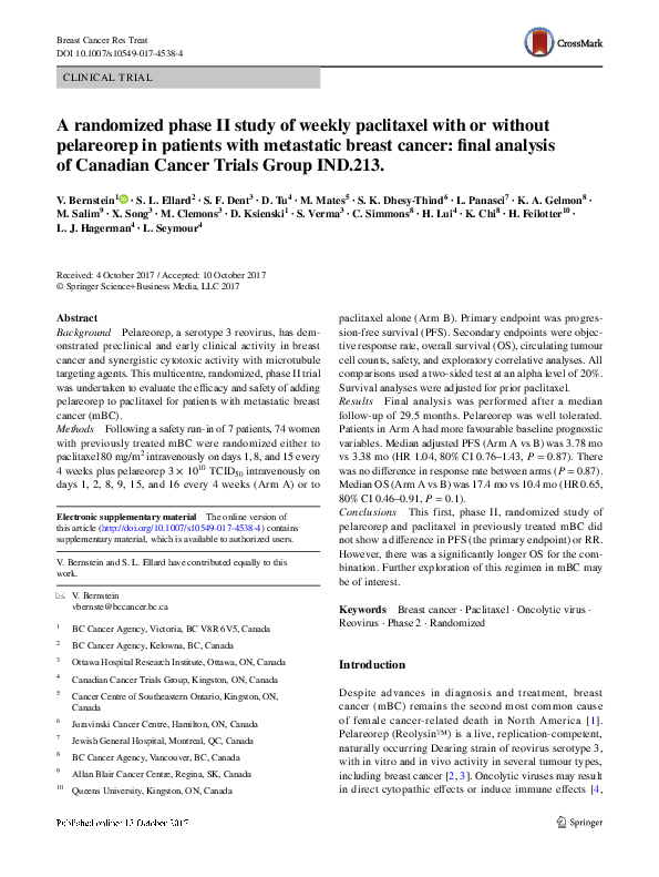 (PDF) Randomized phase II study of weekly paclitaxel with and without ...