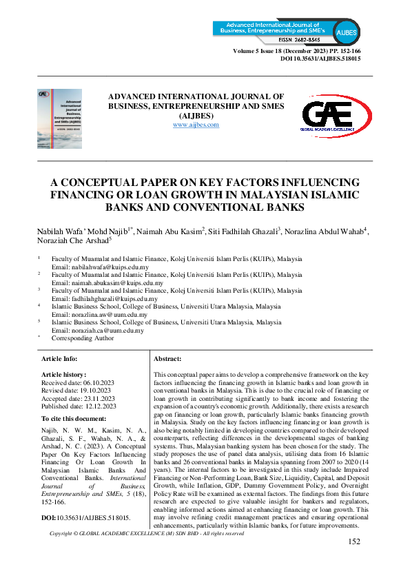 (PDF) A Conceptual Paper on Key Factors Influencing Financing or Loan ...