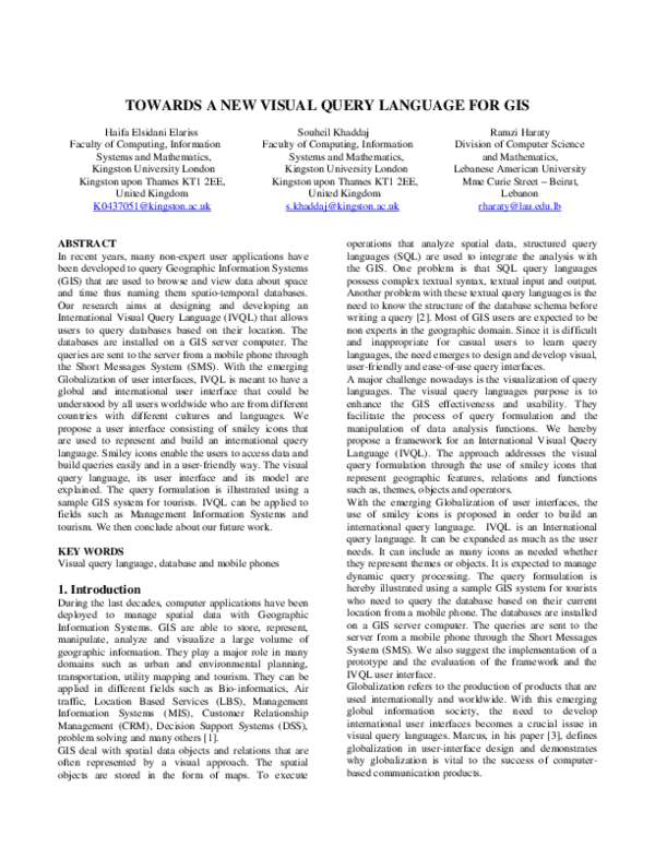 (PDF) Towards a new visual query language for GIS